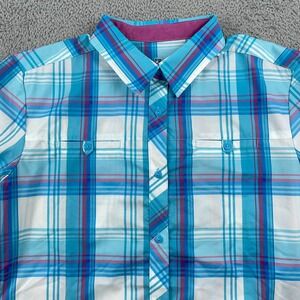 Kuhl Shirt Womens Medium Blue Plaid Performance Lightweight Button Up Outdoor